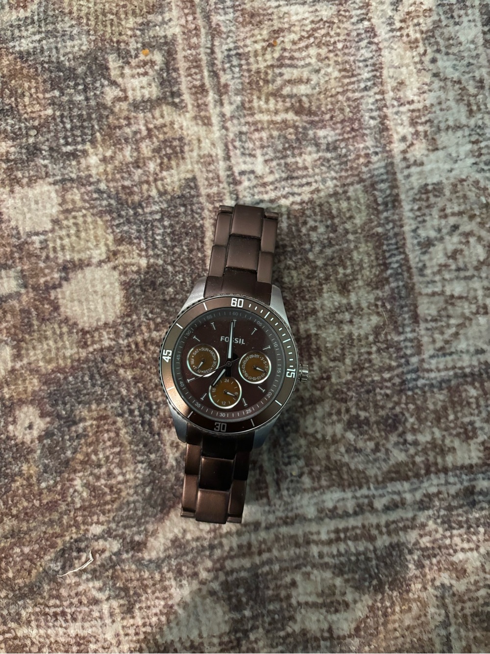 Fossil Brown and Silver Chronograph Bracelet Watch